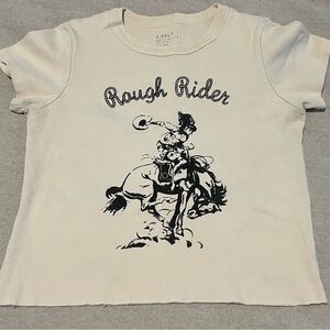 Brandy Melville Cream Rough Rider Baby Tee